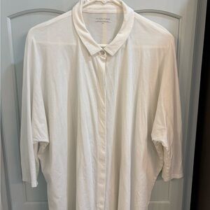 Eileen Fisher White Relaxed Button-Front Men's Shirt